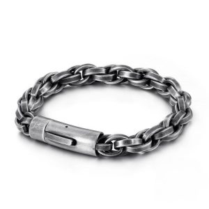 American Retro Black Double Chain Link Bracelet TN-704