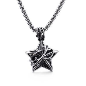 Japanese Design Lucky Star Pendent Titanium Steel Necklace