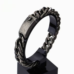 Retro Men's Black Titanium Steel Cuban Bracelet