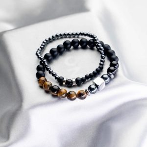 2-in-1 Magnetite Hematite Stone Bead Bracelet