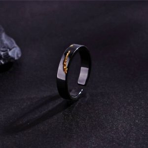 Retro Gilded Ring | Textured Black