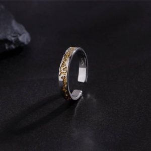 Retro Gilded Ring | Textured Silver Color