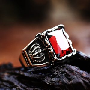 Ruby Gemstone Titanium Steel Ring