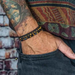Urban Fusion Men's Stacked Bracelet Set – Tiger Eye & Onyx